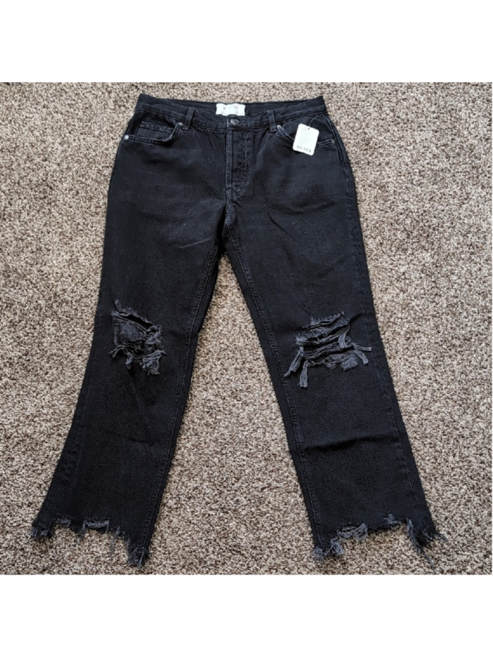 Free People Maggie Mid Rise Distressed Black Women Jeans Size 27 NEW - Picture 4 of 16